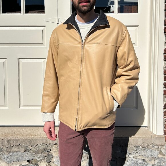 Leather, tan, vintage. insulated jacket - Picture 2 of 5